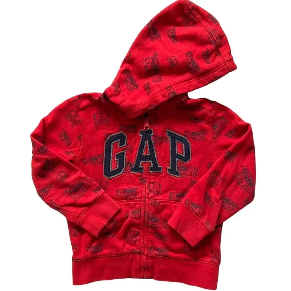 Baby Gap Toddler Logo Zipper Hoodie - Firetrucks - Red Blue - 5T